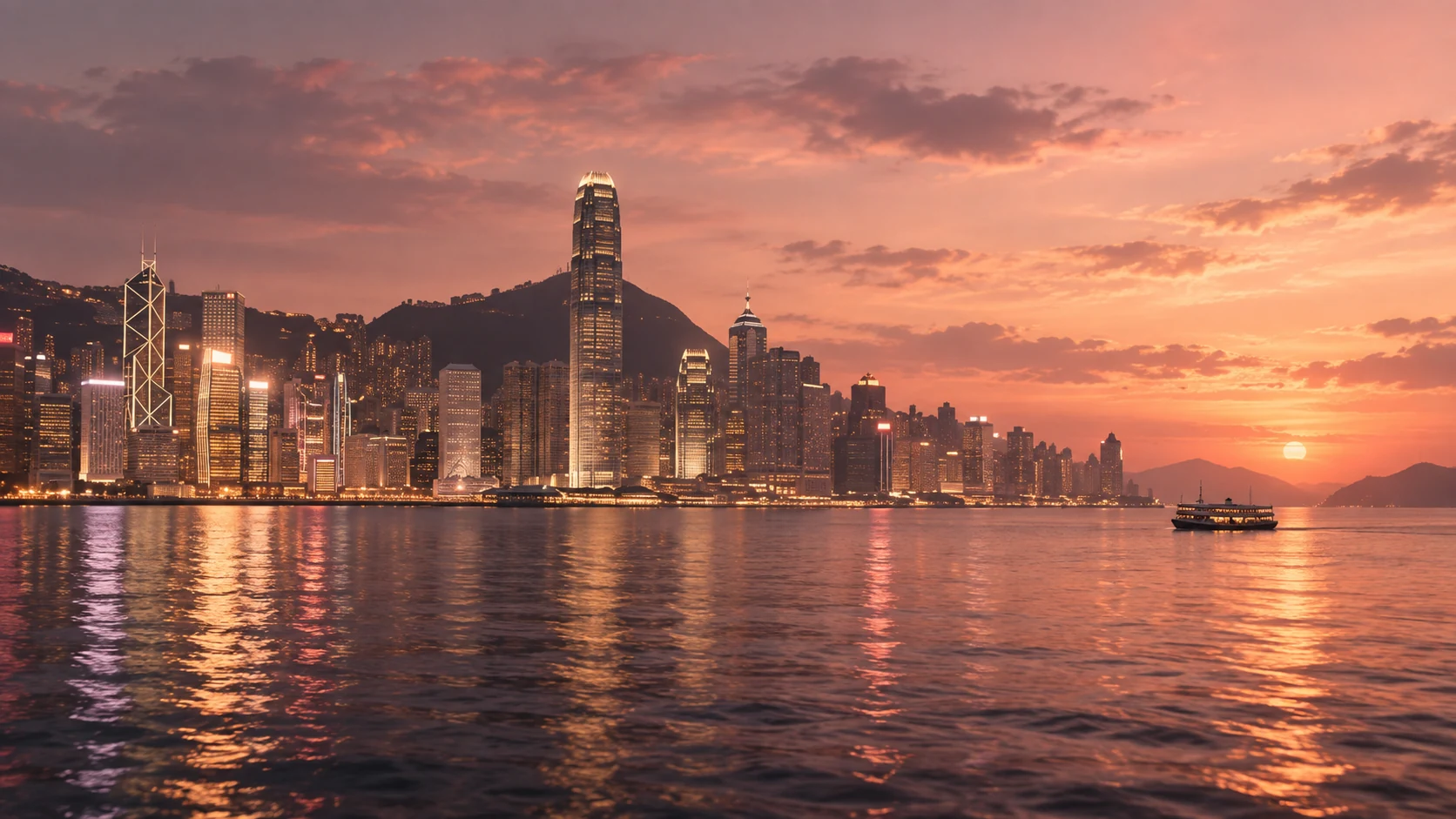 Hong Kong harbour sunset